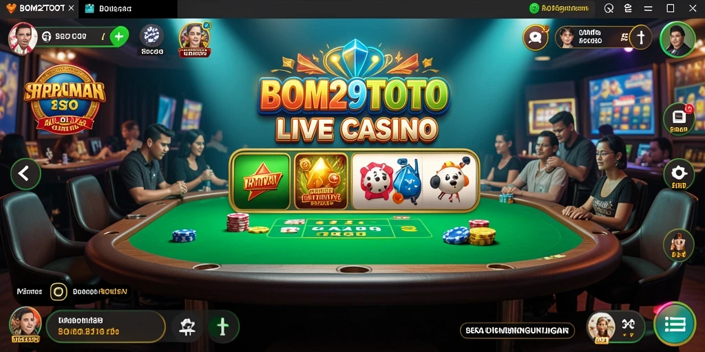 Screenshot gameplay BOM29TOTO menunjukkan dealer live dalam aksi.