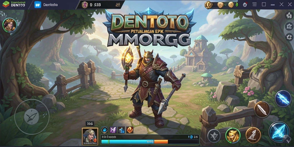 Tangkapan layar DENTOTO menunjukkan pertarungan epik dalam dunia MMORPG.