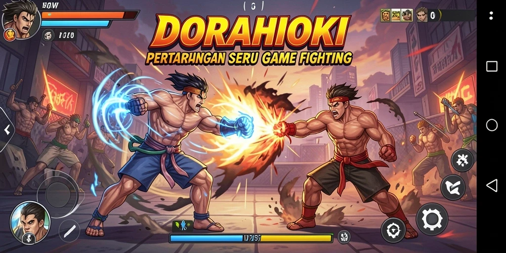 Tangkapan layar pertarungan seru DORAHOKI di arena.