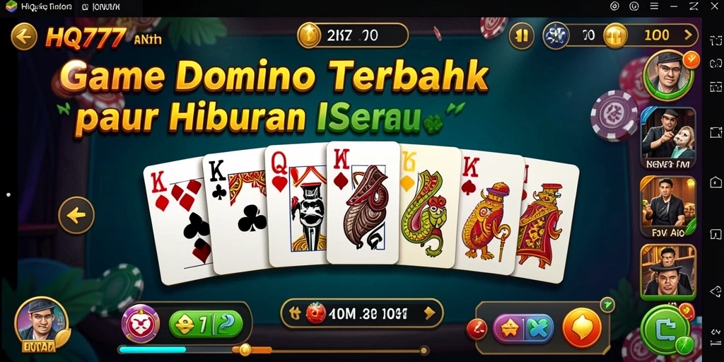 Screenshot gameplay HQ777 yang menunjukkan suasana bermain Domino.