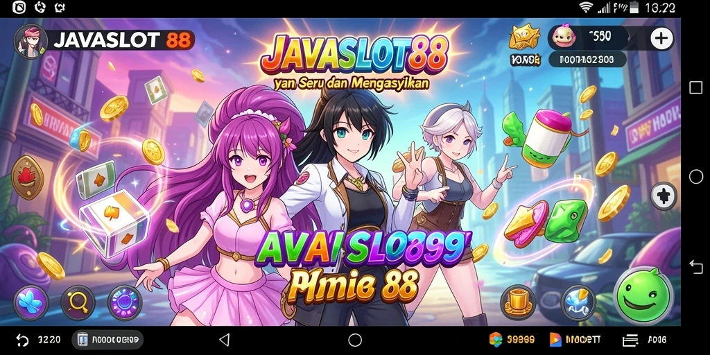 Screenshot JAVASLOT88 menampilkan gameplay seru dengan karakter anime yang menarik.