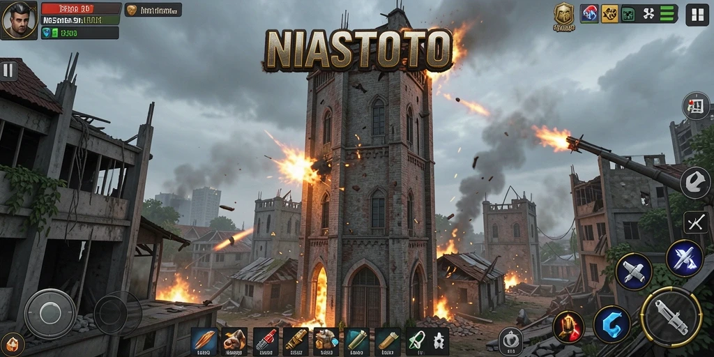 Menampilkan gameplay seru NIASTOTO dalam Tower Defense.