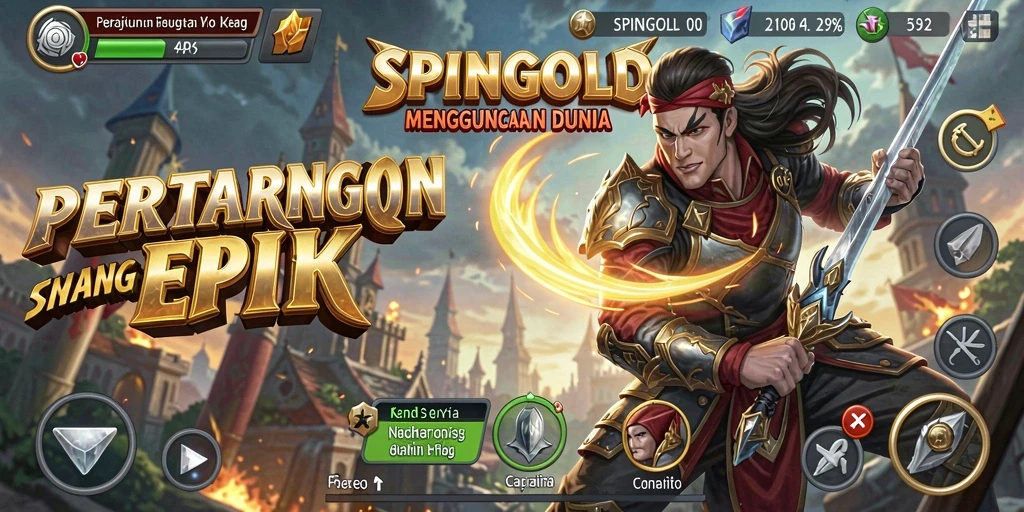 Tampilan gameplay SPINGOLD yang seru dalam pertarungan epik.