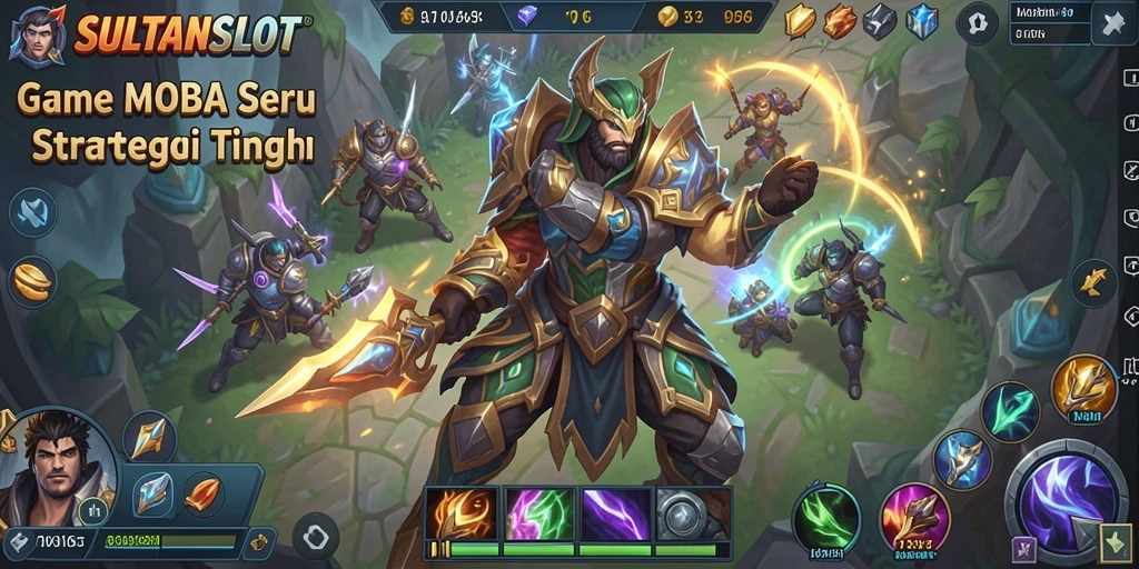 Tampilan seru gameplay MOBA di SULTANSLOT dengan aksi epik.
